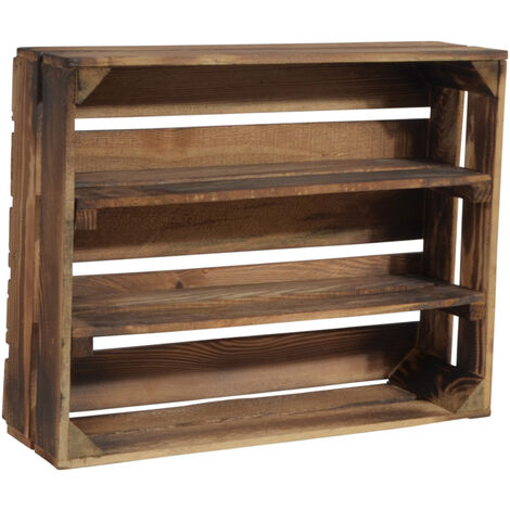 CHICCIE Holzregal Schmalhanz 50x40x15cm - Geflammt 2x langes Regal