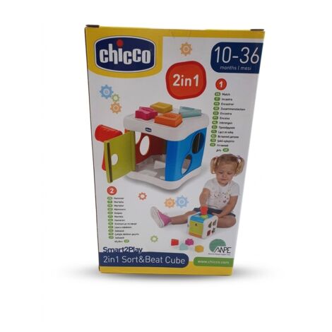 CHICCO - Jouet d'éveil 2in1 Sort & Beat Cube - 10-36 mois - Développement cognitif - Neuf - Voir photos