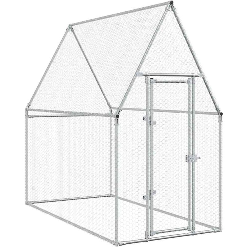 Chicken Cage Silver 200x100x190 Cm Galvanised Steel Vidaxl