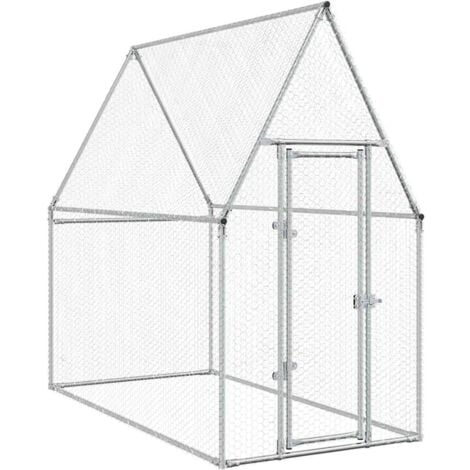 Chicken Cage Silver 200x100x190 cm Galvanised Steel vidaXL