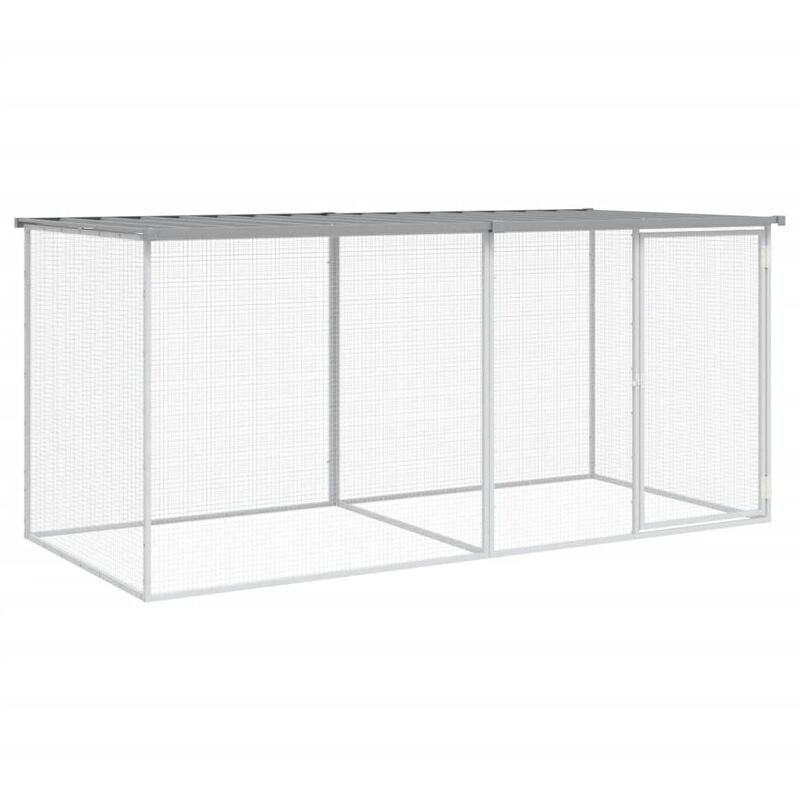 Chicken Cage With Roof Light Grey 203x98x90 Cm Galvanised Steel Vidaxl