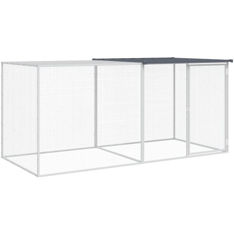 Chicken Cage With Roof Anthracite 203x98x90 Cm Galvanised Steel Vidaxl