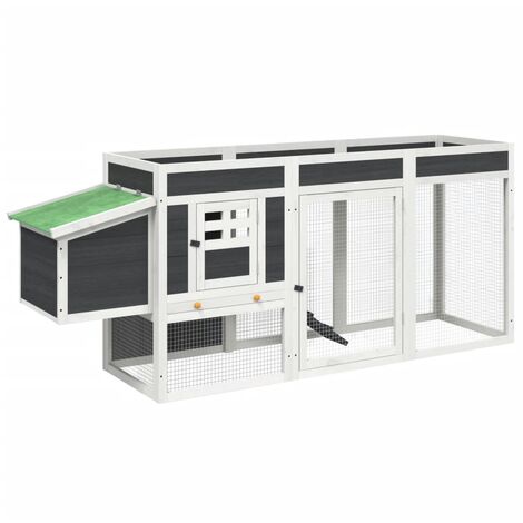 Chicken Coop Grey 204x50x84 cm Solid Wood Pine vidaXL