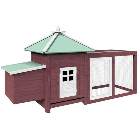 Chicken Coop with Nest Box Mocha 190x72x102 cm Solid Firwood vidaXL