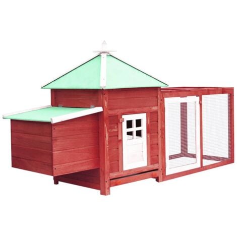 Chicken Coop，Chicken Cage with Nest Box Red 190x72x102 cm Solid Firwood VSVS9470835