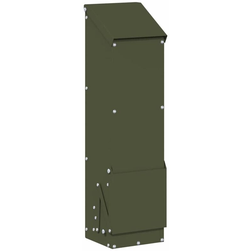 Chicken Feeder Olive Green 13 X 12 X 51 Cm Cold-rolled Steel Vidaxl
