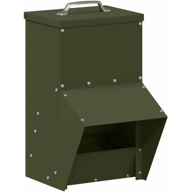 Chicken Feeder Olive Green 20 X 25 X35 Cm Cold-rolled Steel Vidaxl