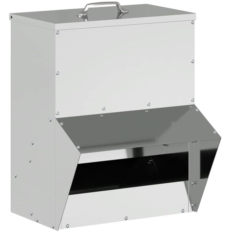 Chicken Feeder Silver 35 X 30.5 X 43.5 Cm Galvanised Steel Vidaxl
