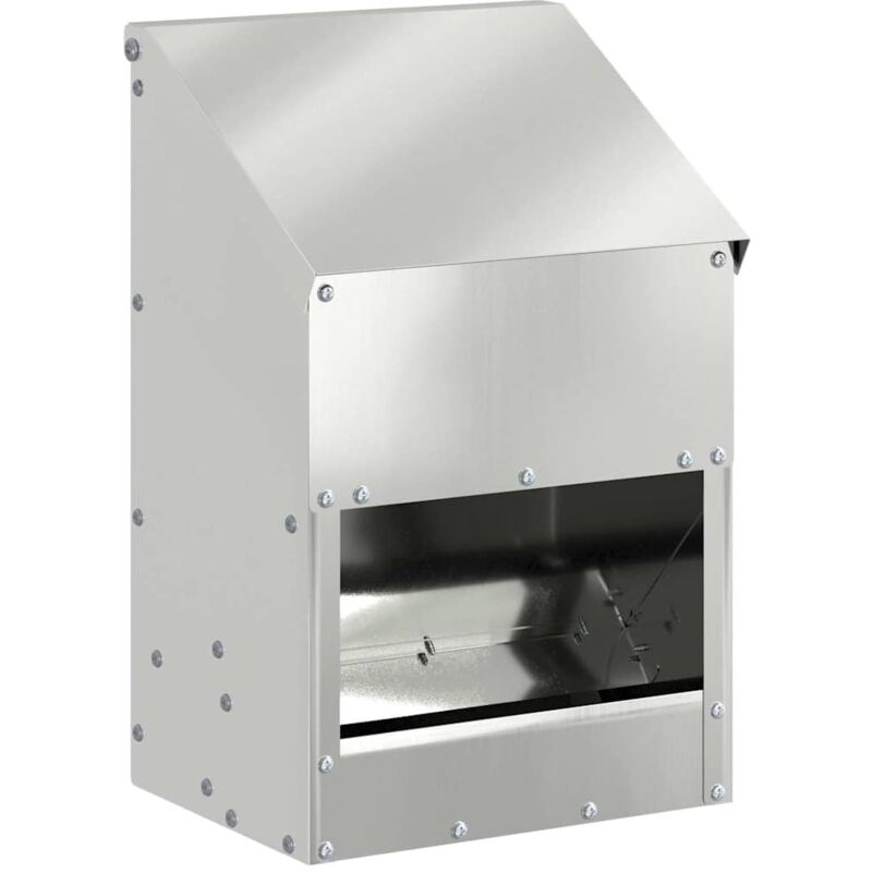 Chicken Feeder Silver 21 X 16 X 33 Cm Galvanised Steel Vidaxl