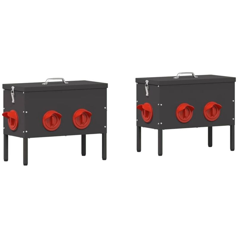 Chicken Feeder 2 Pcs Black 41.5 X 20.5 X 33 Cm Vidaxl
