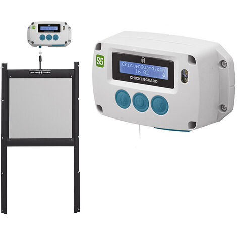 Chicken Guard – Kit portier automatique pour poulailler – Trappe en aluminium – Rails en plastique – Résistant aux intempéries – Minuterie programmable