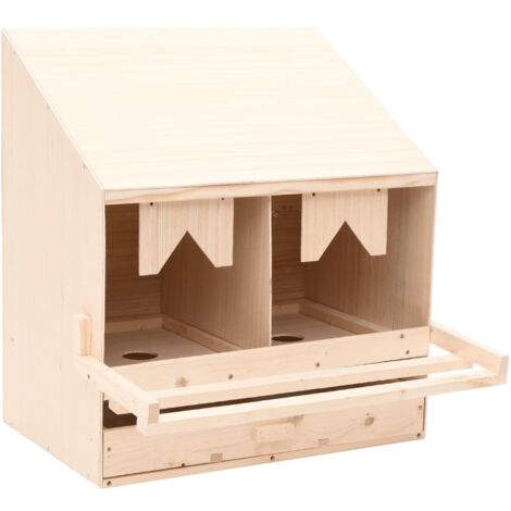 Chicken Laying Nest 2 Compartments 63x40x65 cm Solid Pine Wood vidaXL