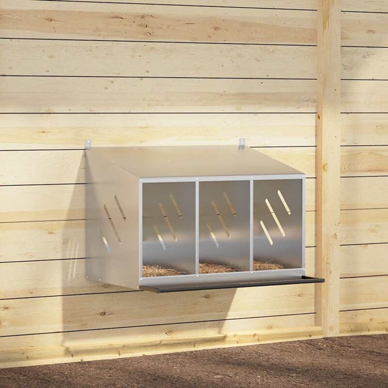 Vidaxl - Chicken Nesting Box With 3 Compartments Galvanized Silver Metal