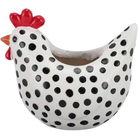Chicken Planter Funny Decorative Resin Rooster Flower Succulent Plant Pot Garden Lawn Ornament with Drainage Hole White
