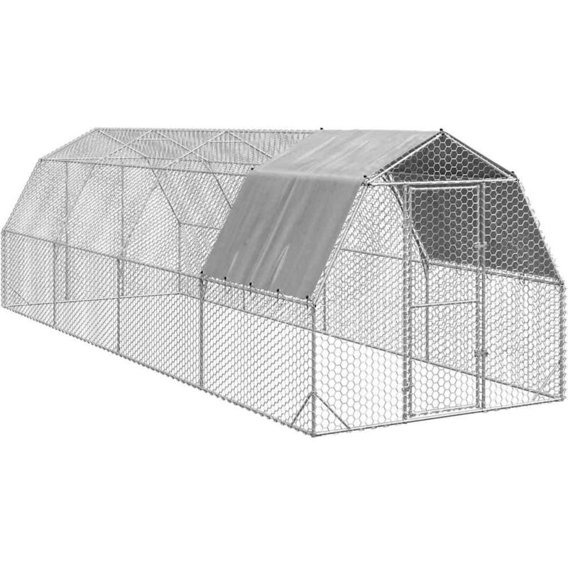 Chicken Run With Roof 2.5x8x2.25 M Galvanised Steel Vidaxl