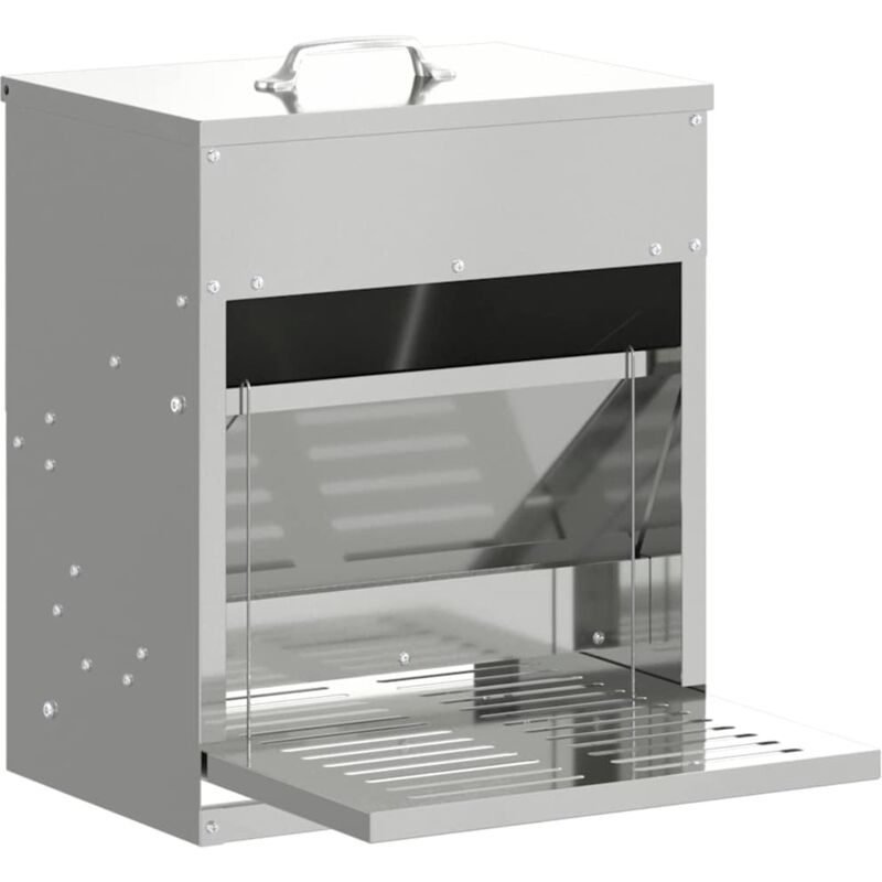 Chicken Treadle Feeder Silver 33 X 42 X 40 Cm Galvanised Steel Vidaxl