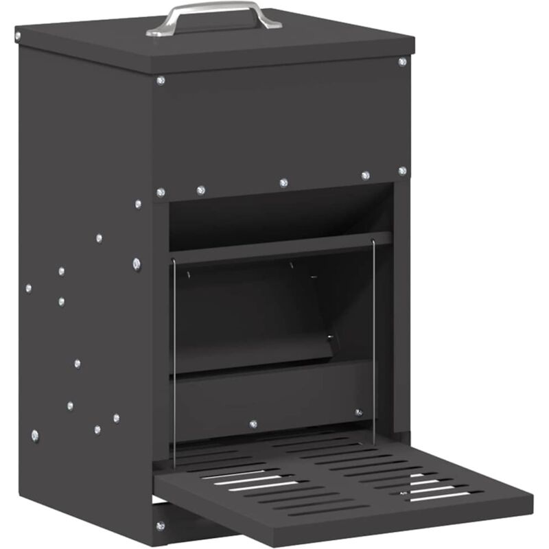 Chicken Treadle Feeder Black 25 X 42 X 40 Cm Cold-rolled Steel Vidaxl