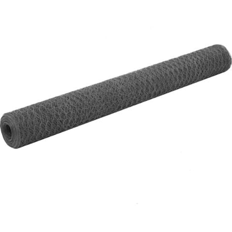 Chicken Wire Fence Steel with PVC Coating 25x1.2 m Grey vidaXL