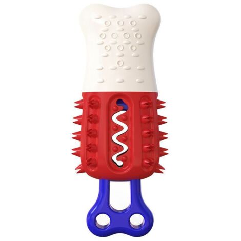 Chien à mâcher jouet brosse à dents chien Anti-morsure dents nettoyage bâton extérieur chien jouet en caoutchouc chien morsure jouet chien dentition(bleu américain)