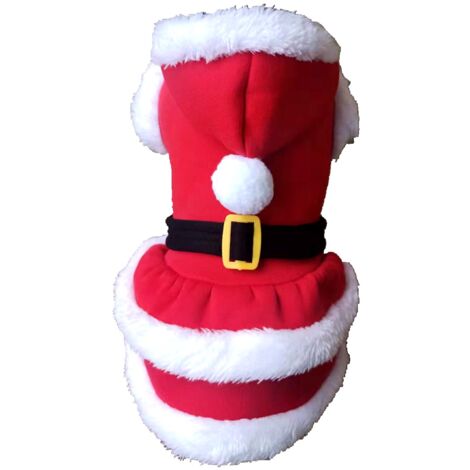 Chien Chat Costume de Noël Robe de Père Noël, Chiot Tenues pour Animaux de Compagnie Vêtements pour Noël d'Hiver (rouge XS)