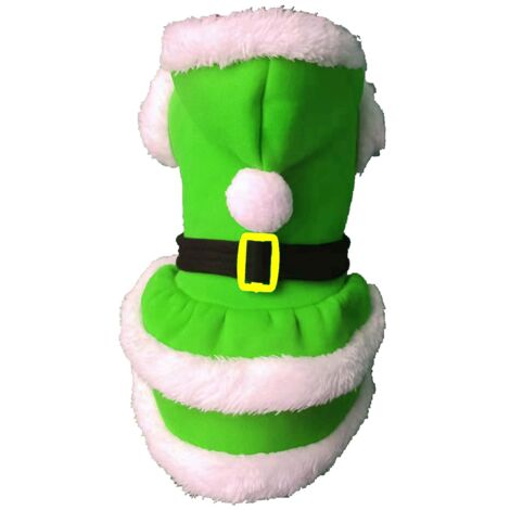 Chien Chat Costume de Noël Robe de Père Noël, Chiot Tenues pour Animaux de Compagnie Vêtements pour Noël d'Hiver (vert L)