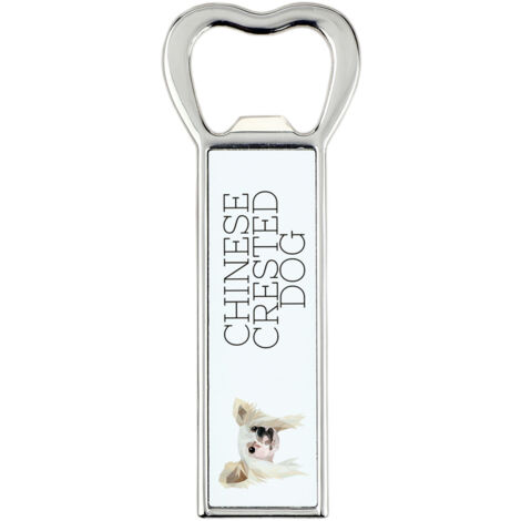 Chien chinois à crête - Décapsuleur avec photo et inscription pour bière Art-Dog