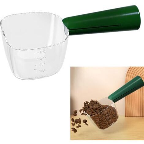Chien Cuillere Doseuse Chats Cuillère - Vert, 1 Pièce, Nourriture pour Chiens Pelle à Sèche Gobelet de Mesure, Mesurer Avec Clip, Peut également être Utilisée Riz, Farine, Soja