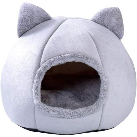 Chien de compagnie Chat semi-fermé Warmnest Lit confortable pour animal de compagnie Hiver en peluche Chenil Sleeping Cave (M)-Fei Yu