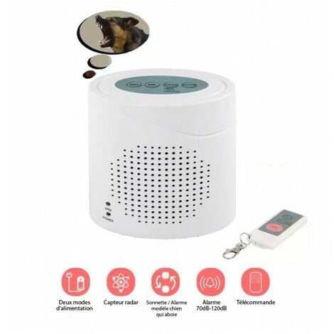Chien de garde électrique Aboyeur Sans Fil capteur Radar Télécommande Alarme de Sécurité à domicile 360 degrés Chien qui aboie