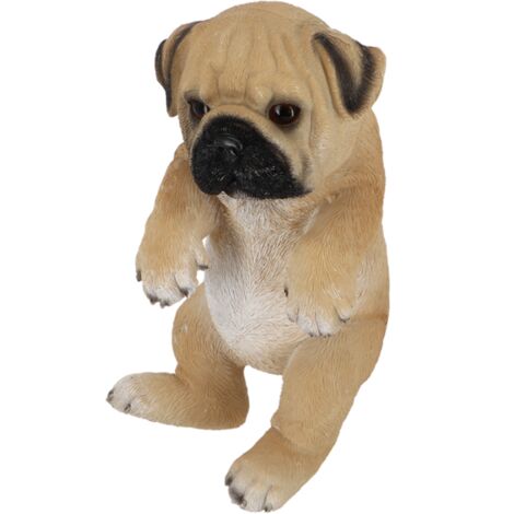 Chien décoratif pour clôture en polyrésine - Carlin - H 20,8 cm - Livraison gratuite