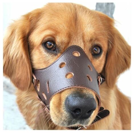 Chien en Cuir Muselière Anti-aboiement pour Les Grands Chiens de Petite Taille Moyenne L,de DEBUNS
