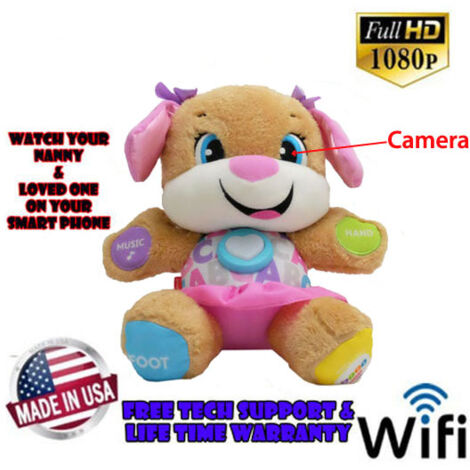 Chien en peluche pour enfant, Sécurité bébé avec Caméra Espion DVR cachée 1080P – HD avec WiFi, JOUET 32 GO avec longue autonomie et détection de mouvement
