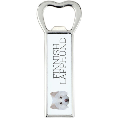 Chien finnois de Laponie - Décapsuleur avec photo et inscription pour bière Art-Dog