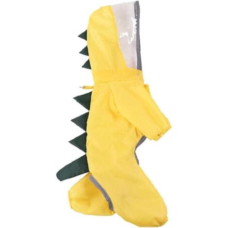 Chien Imperméable À Capuche Animal De Compagnie Dessin Animé Dinosaure Imperméable Veste Chat Chiot Cape Jaune L