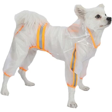 Chien Imperméable Léger Tissu Anti-Rayure Veste Imperméable Vêtements Housse De Pluie Orange M