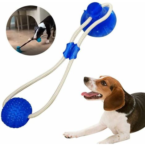 Chien Interactif Ventouse À Mâcher Remorqueur Jouets Pet Molar Bite Jouet Cordes Élastiques Chien Dent De Nettoyage À Mâcher Chien Brosse À Dents Anneau De Dentition, Bleu,--Lefou