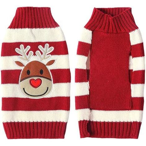 chien pull noël chien col roulé motif de noël tricoté chaud pull pour animaux de compagnie, manteau d'hiver pour chien, pull vêtements pour animaux de compagnie chien chiot fête chiot cadeau chien