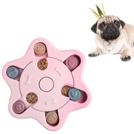 Chien Puzzle, Jouet de Distributeur de Nourriture pour Chien, Jouet Interactif pour Chien Durable, Jouet pour l’entraînement du QI du Chiots (Rose)
