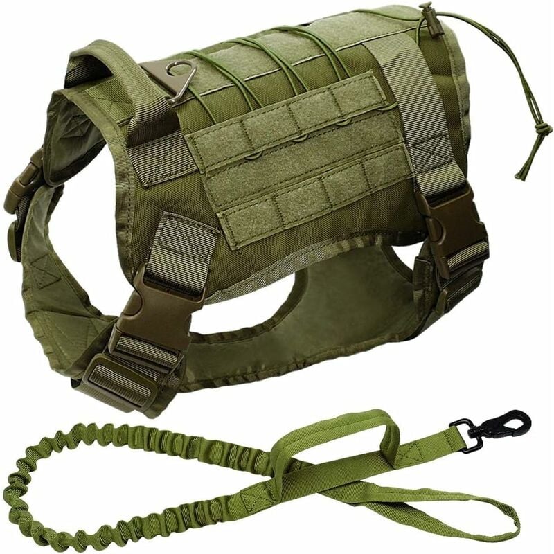 Osqi - Militaire Tactique Chien K9 Chien De Travail Gilet en Nylon Bungee Laisse Service Chien Formation Militaire Chasse pour Medium Gros Chiens