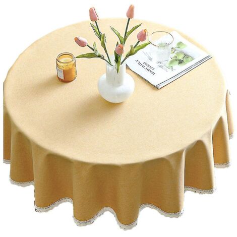 Chiffon de finition en microfibre imperméable S, rond S pour l'extérieur et l'intérieur - 140 - jaune vif - bordure en dentelle