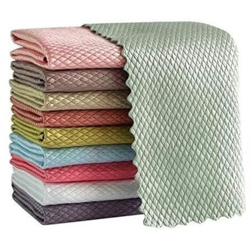 Chiffon Microfibre à Écailles de Poisson (10 Pièces) - Réutilisable pour Verre et Polissage.