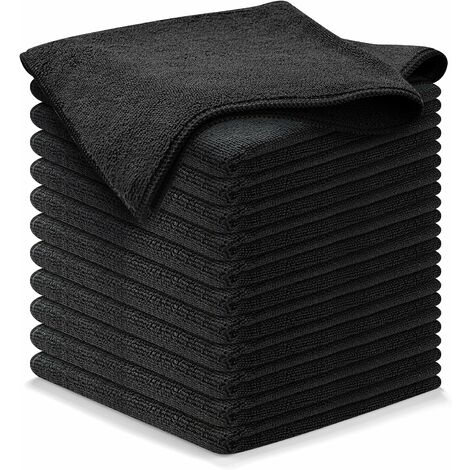 KMOND Chiffon de nettoyage en microfibre – 12 pièces (40,6 x 40,6 cm) haute performance – 1200 lavages, serviettes de voiture ultra absorbantes piège la crasse et le liquide pour un miroir brillant sans tra