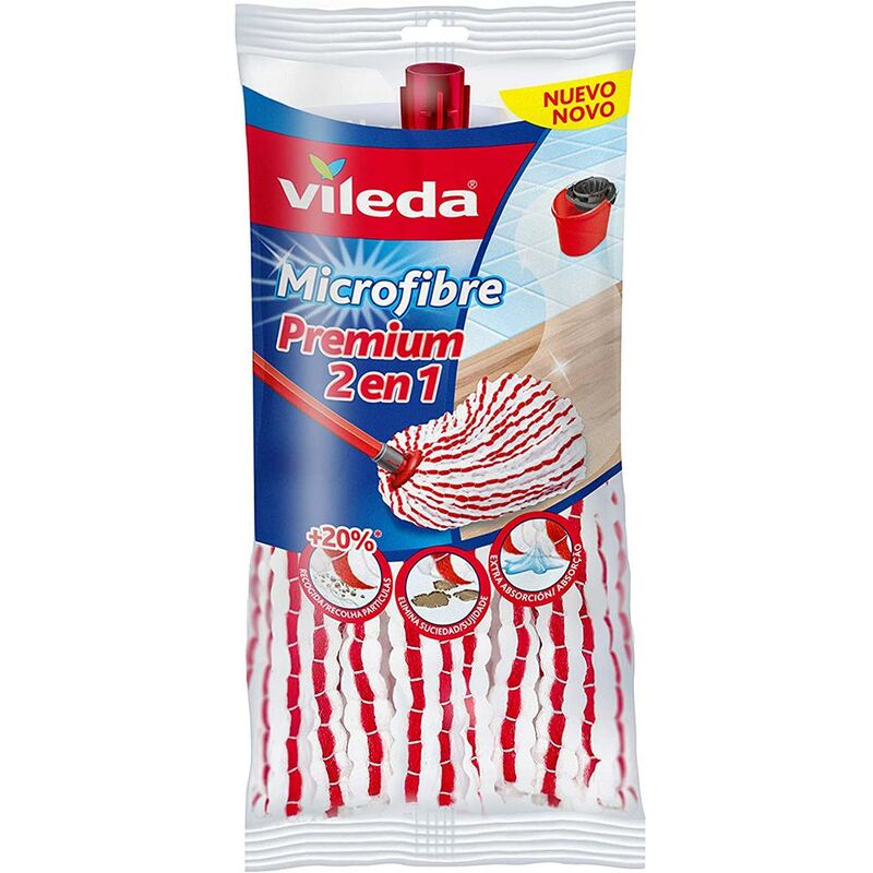Vileda - Chiffon de nettoyage en microfibres blanc/rouge Premium 2 en 1 V60.157943 121333
