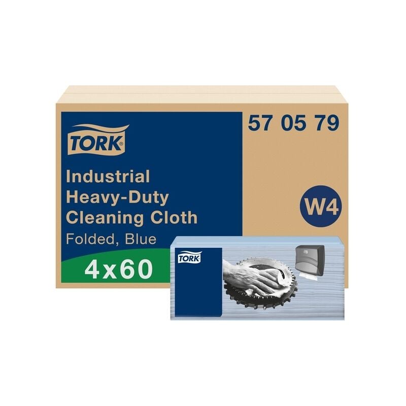 Tork - Chiffon de nettoyage industriel ultra-résistant bleu W4 - 60 chiffons