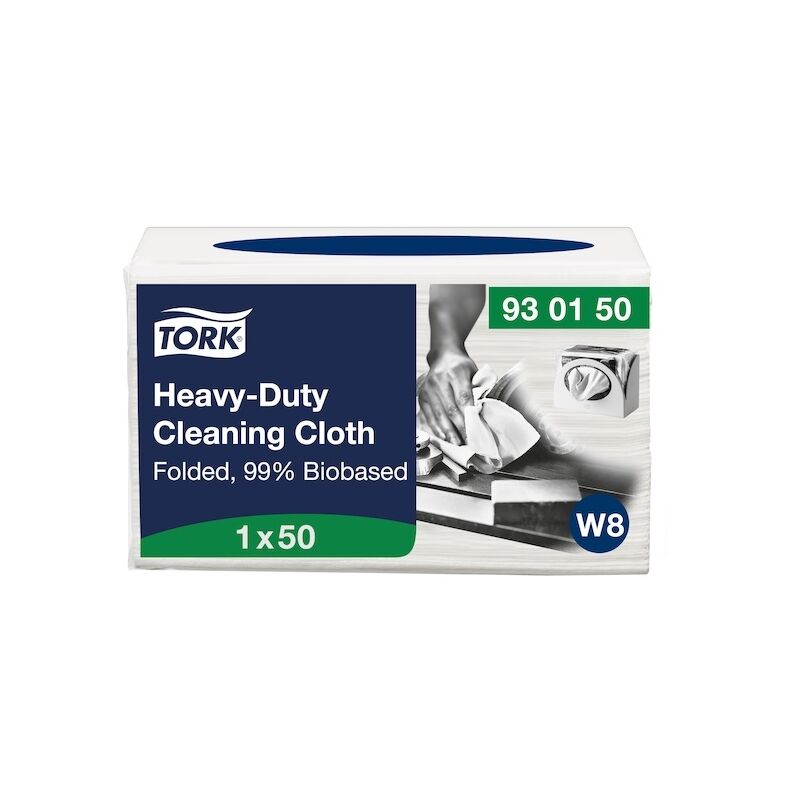 Chiffon de nettoyage ultra-résistant biosourcé blanc W8 - 50 chiffons Tork
