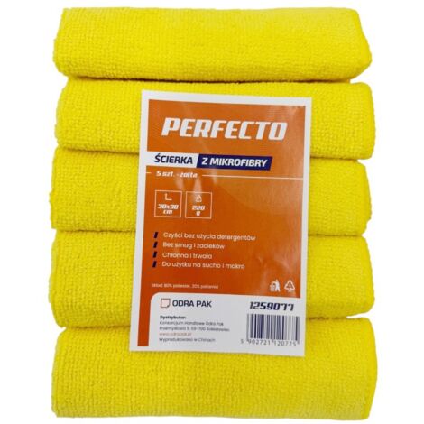 Chiffon en microfibre 30x30cm Perfecto Lot de 5 jaunes