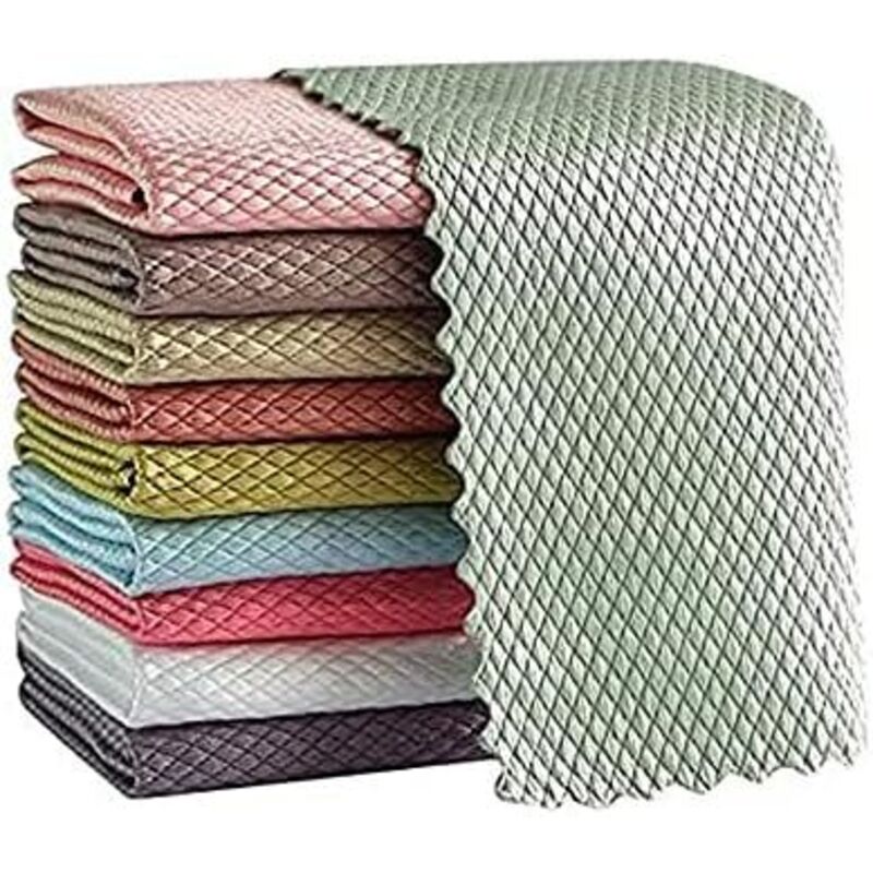 Chiffon Magique, Lot de 10 Chiffon de Nettoyage en Microfibre Multifunction pour dans Cuisine Voiture Salle ​de Bain Maison Bureau Multicolore 30x40CM