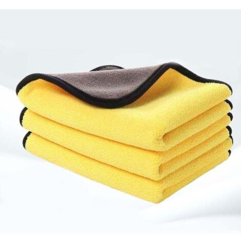 Chiffon Microfibre Voiture Lot de 3, Chiffon de Nettoyage Polissage Séchage pour l'Entretien de la Voiture en Tissu Microfibre Ultra Absorbant pour Tous Les lavages 30cm×40cm