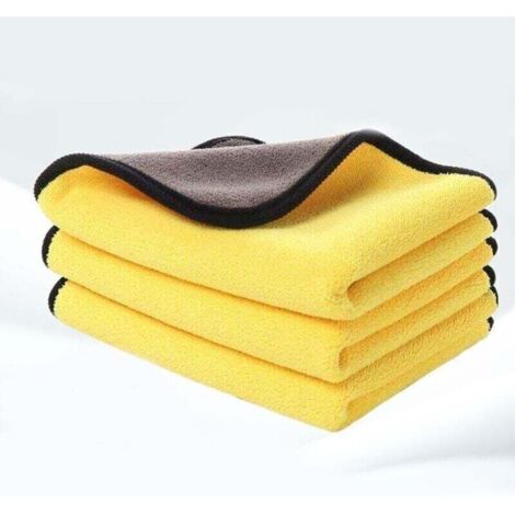 Chiffon Microfibre Voiture Lot de 3, Chiffon de Nettoyage Polissage Séchage pour l'Entretien de la Voiture en Tissu Microfibre Ultra Absorbant pour Tous Les lavages 30cm×40cm