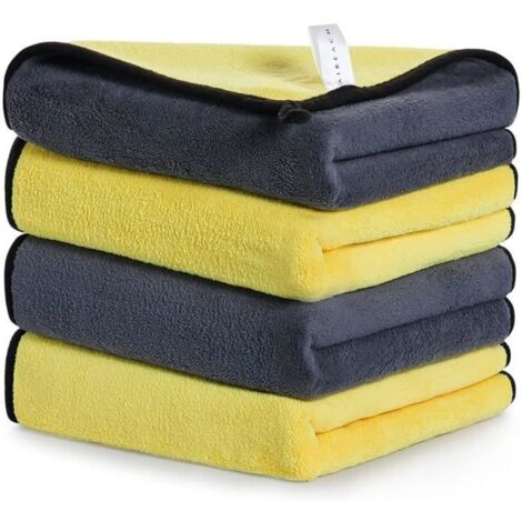 Chiffon Microfibre Voiture Lot de 4, Chiffon de Nettoyage Polissage Séchage pour l'Entretien de la Voiture en Tissu 30x30 CM